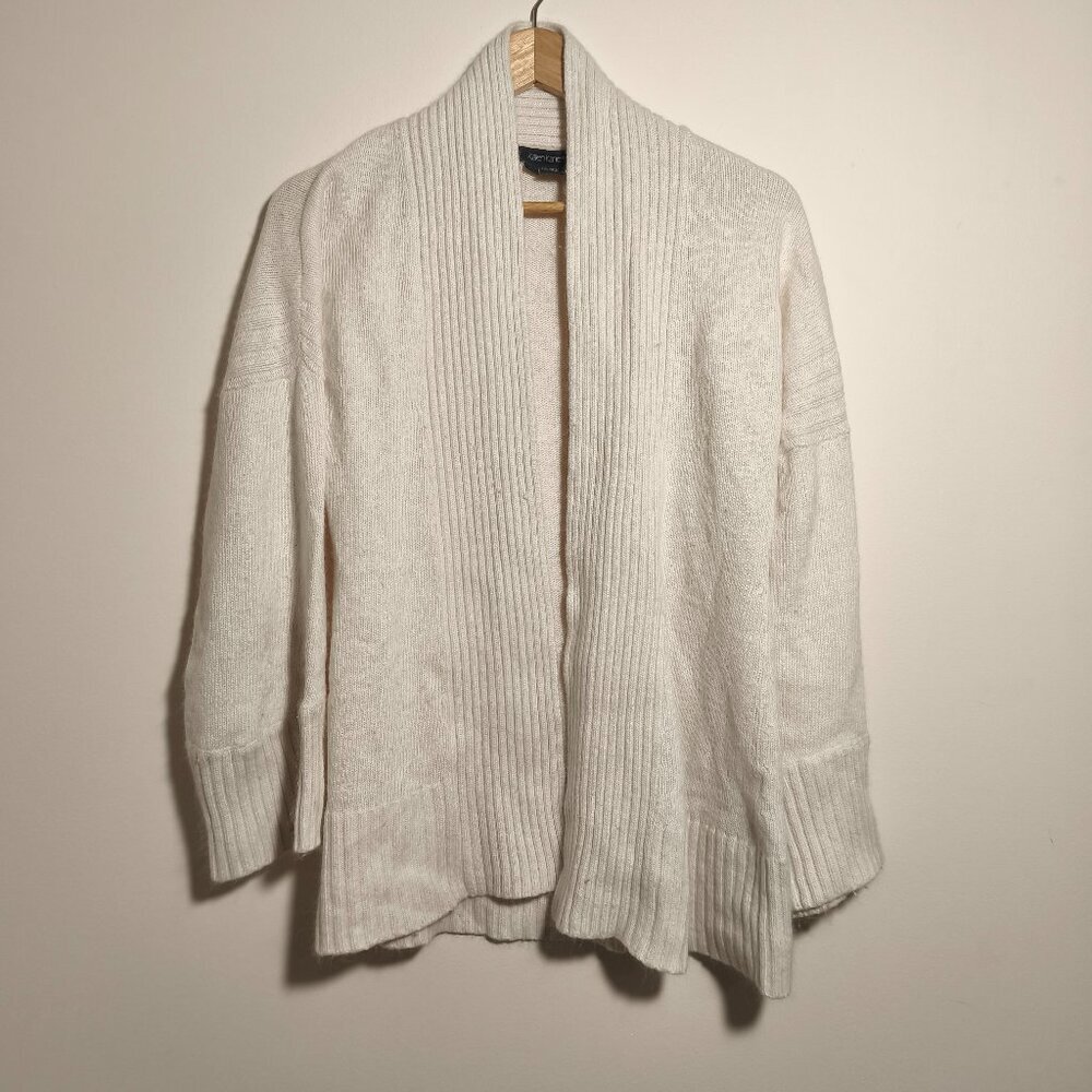 y2k Karen Kane Angora Cashmere Flare Sleeve Open Tunic Cardigan sz M/L Ivory